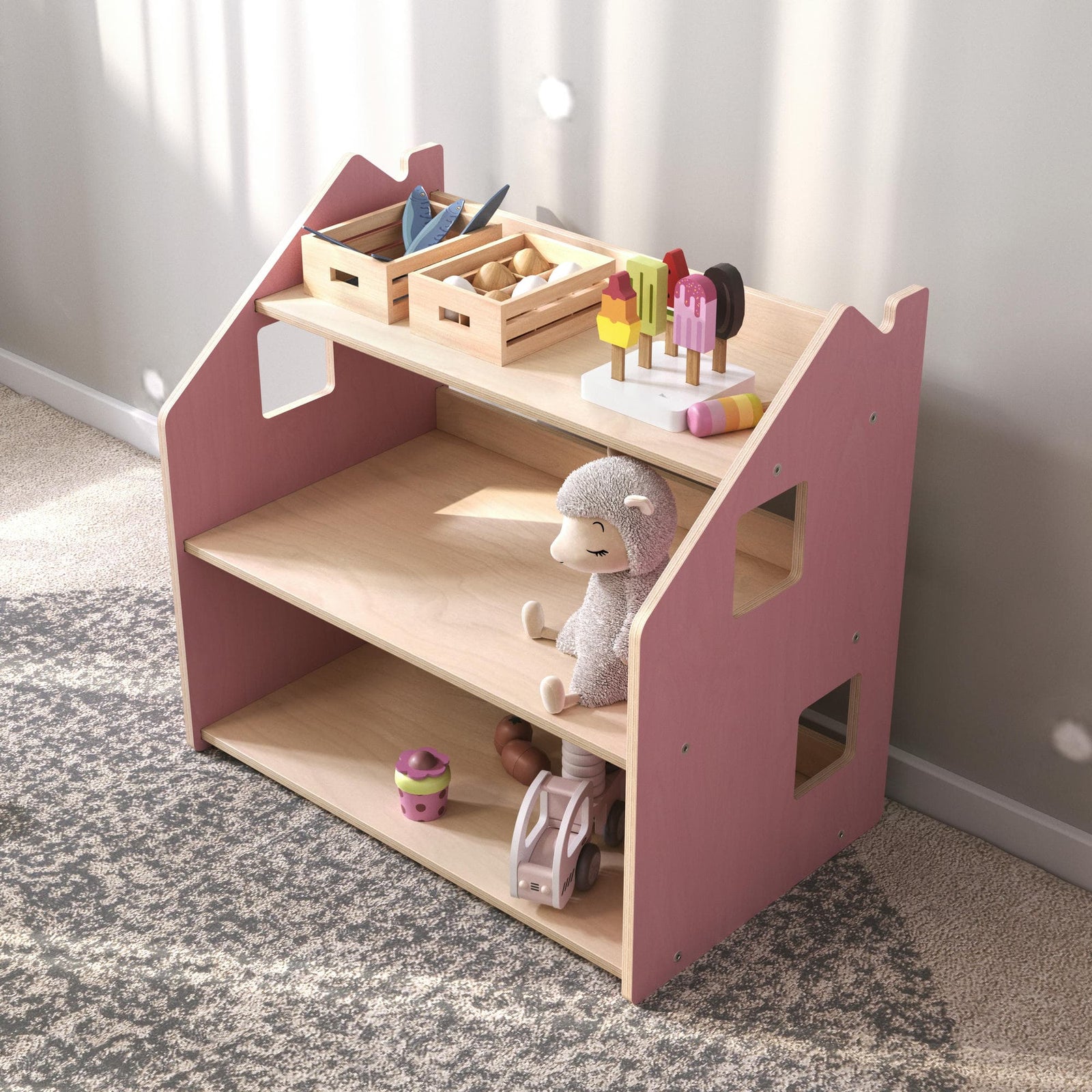 BusyKids speelgoedrek – zachtblauw/roze