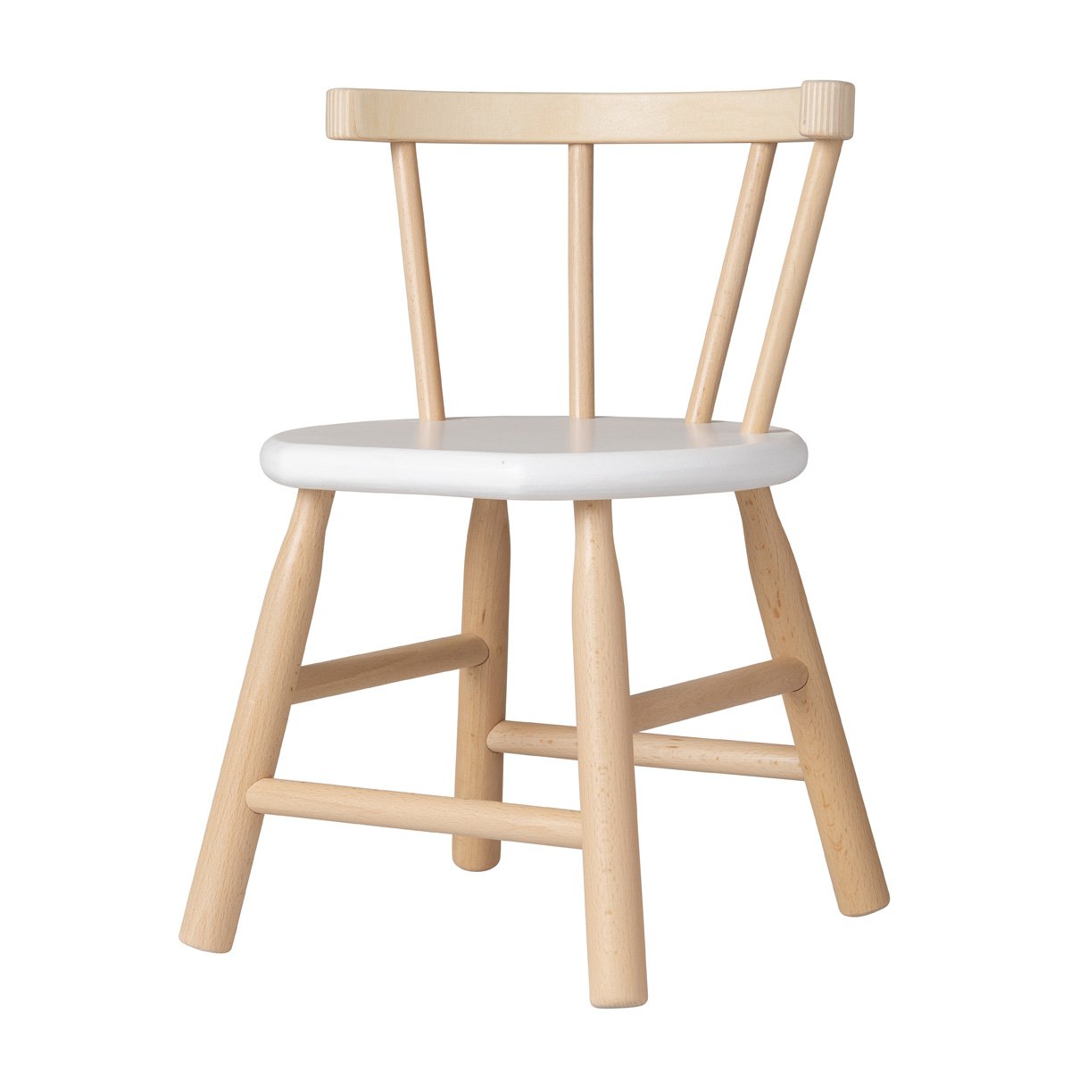 Van Dijk Toys houten kinderstoel gebogen leuning - Naturel hout & wit (Kinderopvang kwaliteit)