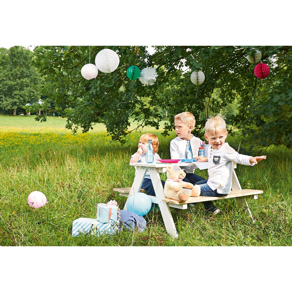 Kinderpicknicktafel Nicki für 4, wit