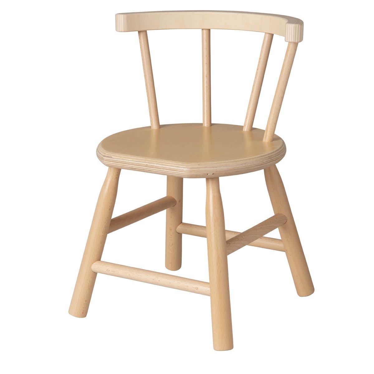 Van Dijk Toys houten kinderstoel gebogen leuning - Naturel (Kinderopvang kwaliteit)