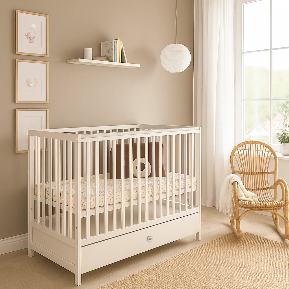 ATB DODO lit bébé 120 × 60 cm avec tiroir – blanc – vue supplémentaire 2