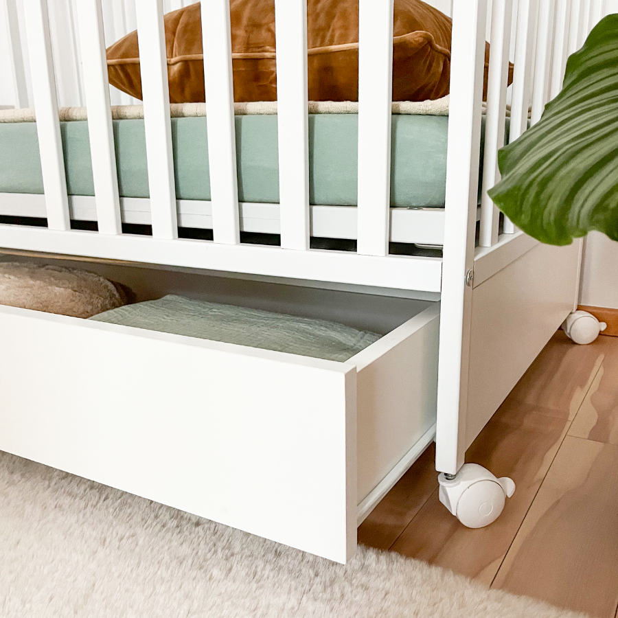 ATB DREAMY lit bébé 120 × 60 cm avec tiroir et roulettes – blanc – vue supplémentaire 2