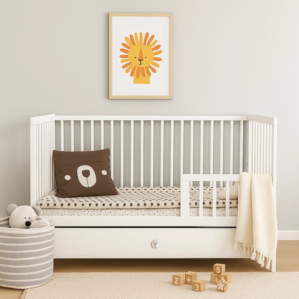 ATB DODO lit bébé 120 × 60 cm avec tiroir – blanc – vue supplémentaire 3