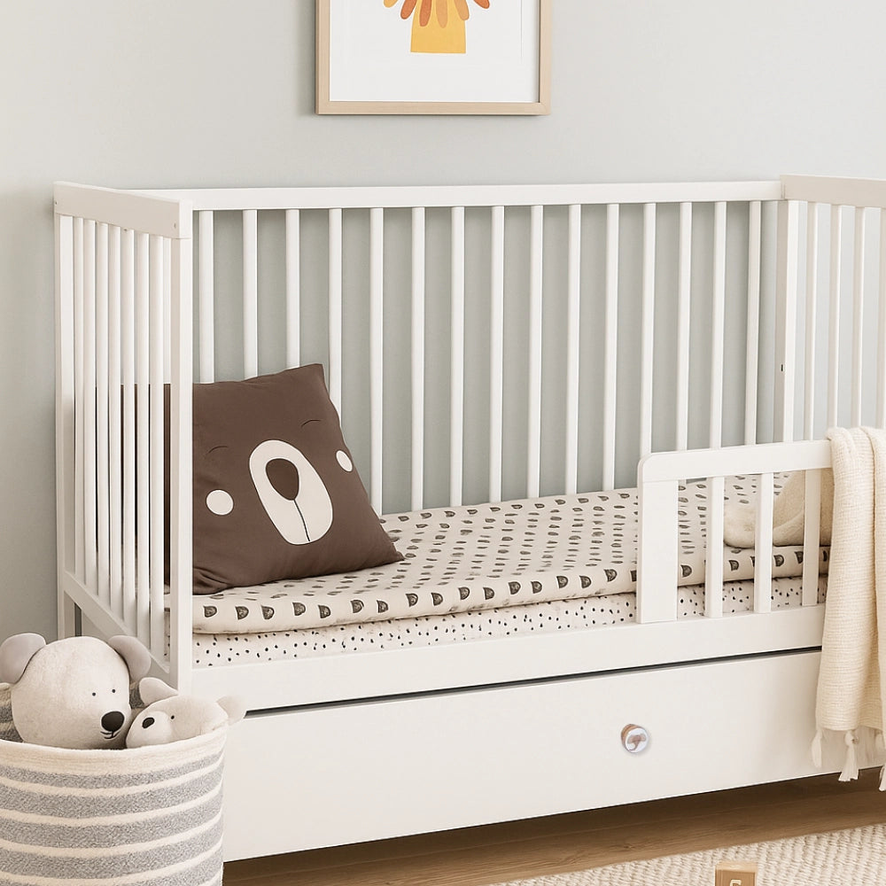 ATB DODO lit bébé 120 × 60 cm avec tiroir – blanc – vue supplémentaire 4