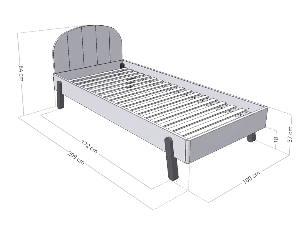 Kinderbed Nova - 90x200 - rond hoofdbord -