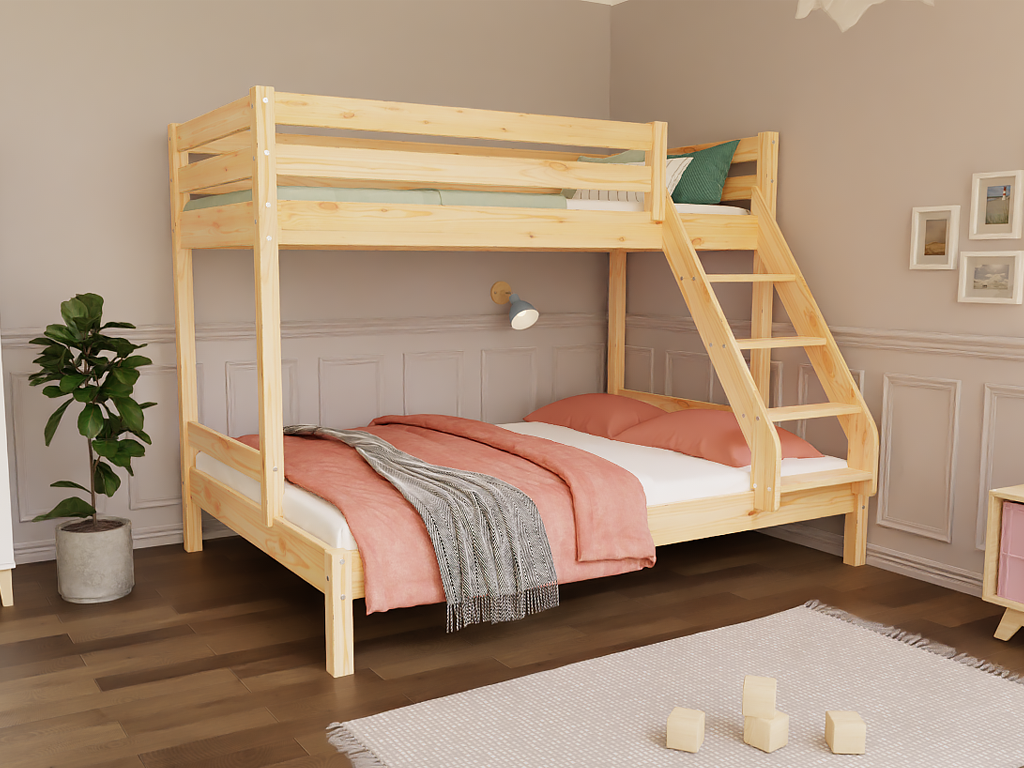 Benlemi stapelbed ARARAT voor 3 personen met breed onderbed