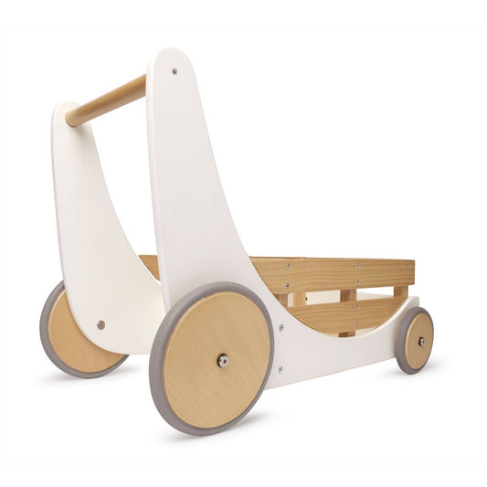 2-in-1 houten loopwagen met opbergkar