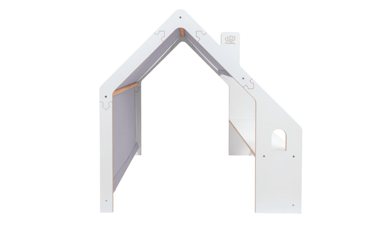 houten speelhuisje wit met blauw dak voor kinderkamer, aanvullende productfoto 3