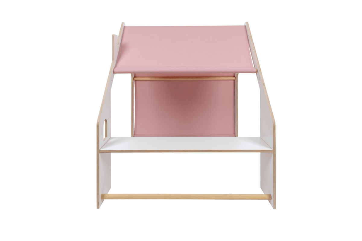 houten speelhuisje wit met roze dak voor kinderkamer, aanvullende productfoto 4