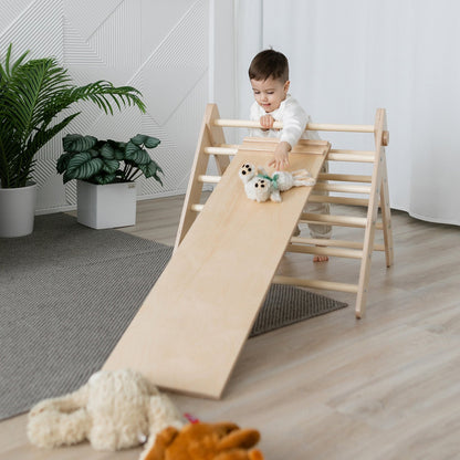 BusyKids Pikler klimdriehoek met plank – regenboog
