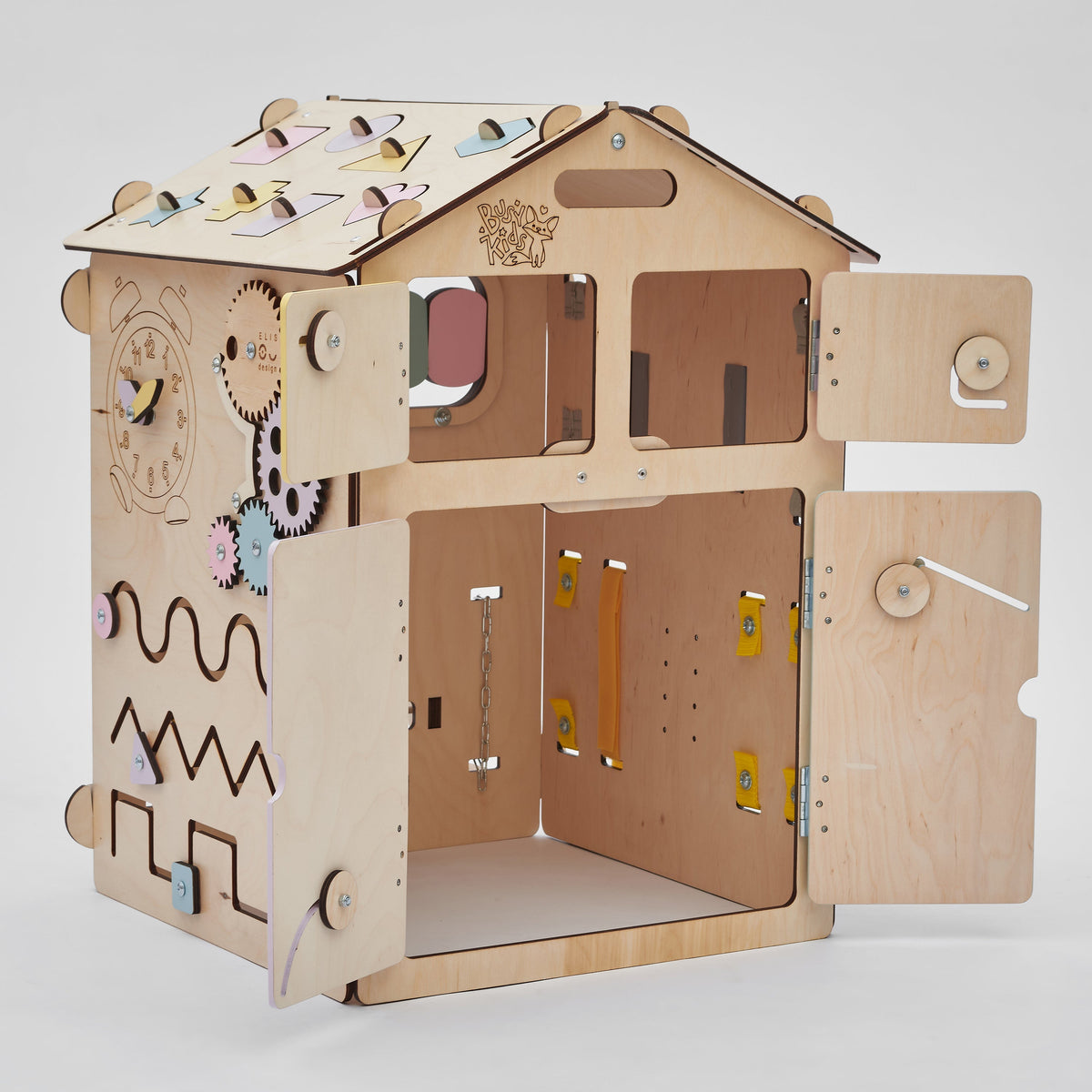 Maisonnette d'éveil BusyKids Busy Board – pastel naturel, édition limitée