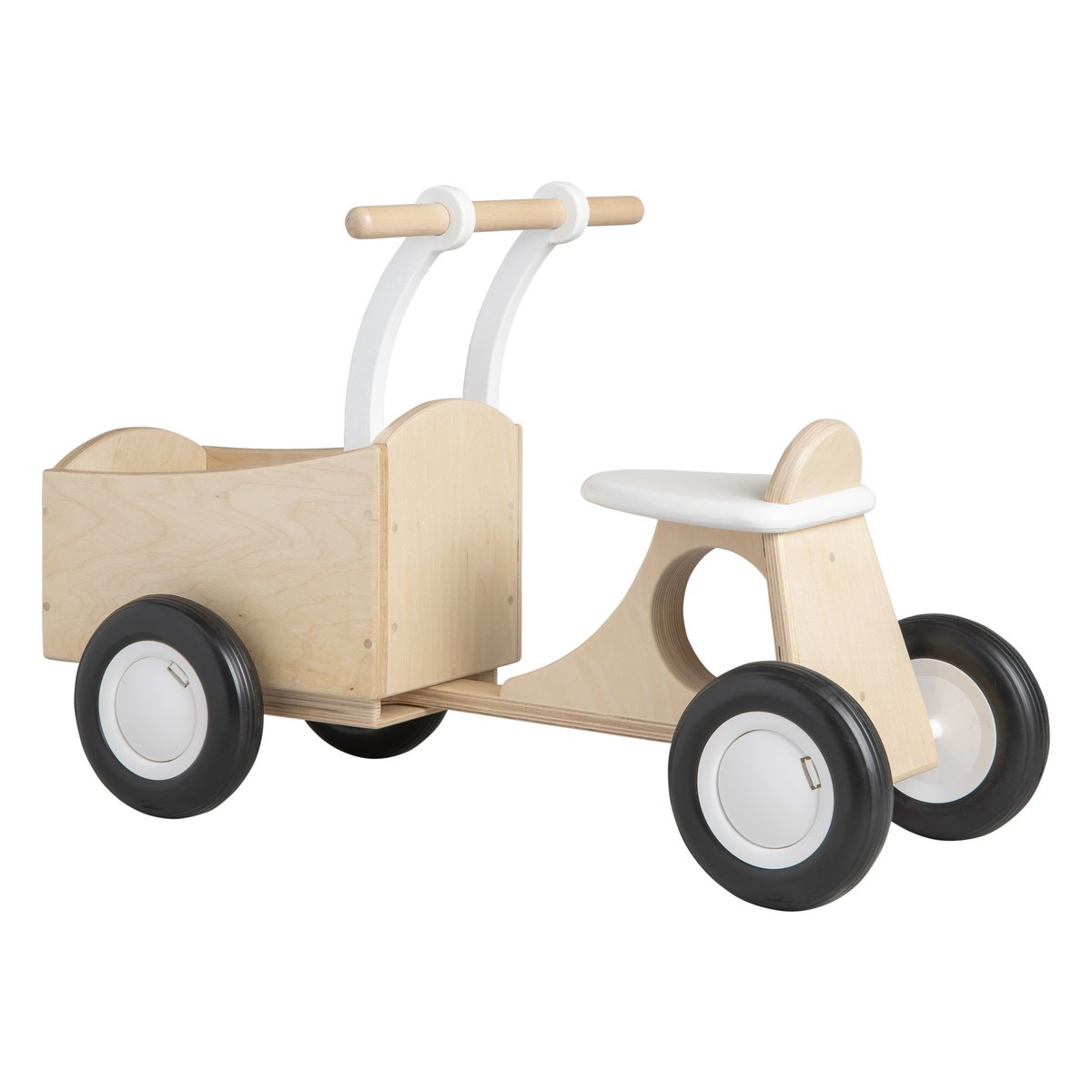 Van Dijk Toys houten kinder loop bakfiets vanaf 1 jaar - Wit (Kinderopvang kwaliteit)