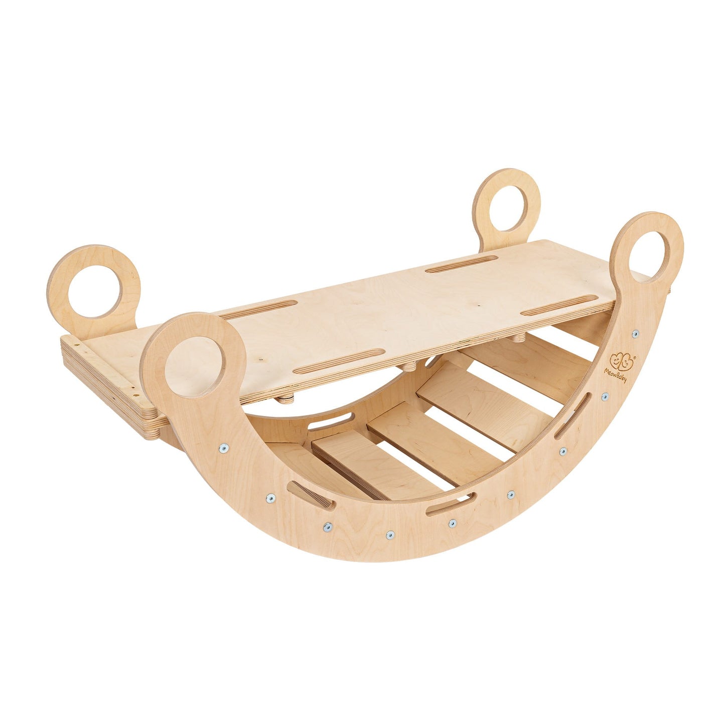 houten wipschommel naturel met glijbaan voor peuters en kleuters