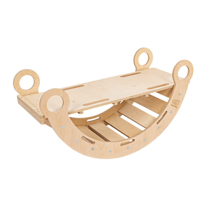 houten wipschommel naturel met glijbaan voor peuters en kleuters