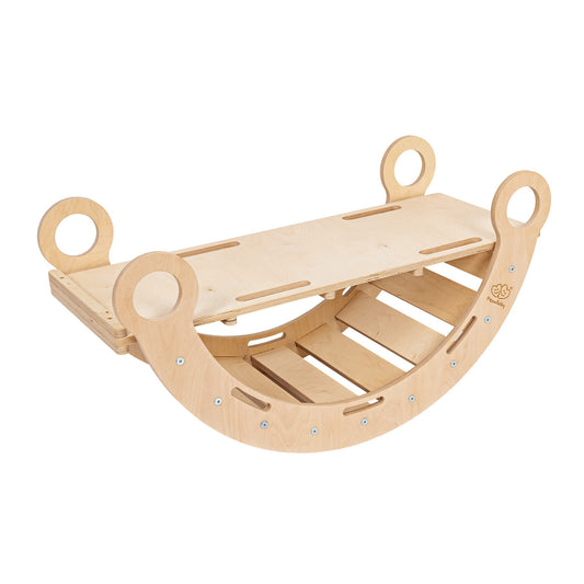 houten wipschommel naturel met glijbaan voor peuters en kleuters