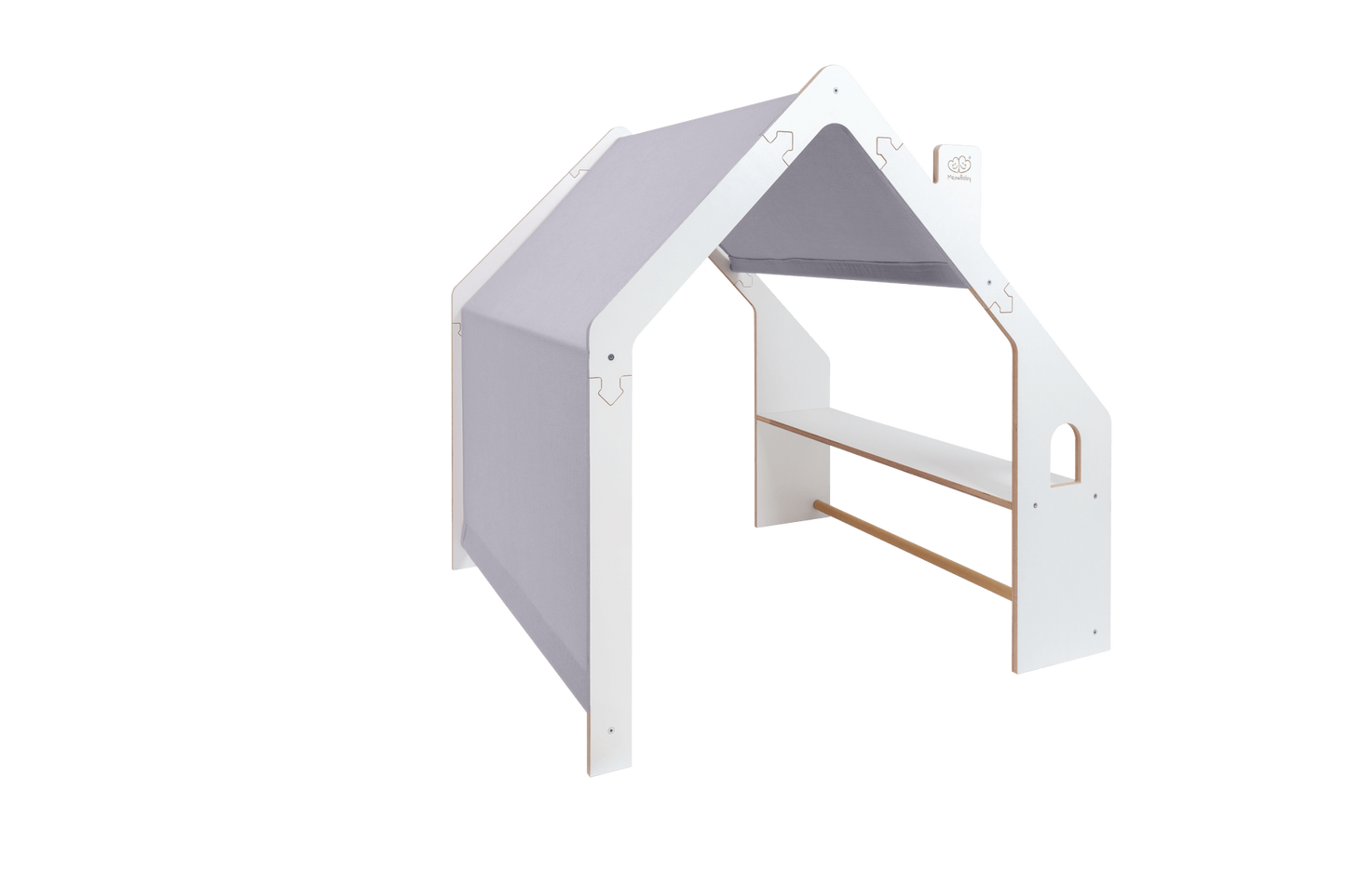 houten speelhuisje wit met blauw dak voor kinderkamer