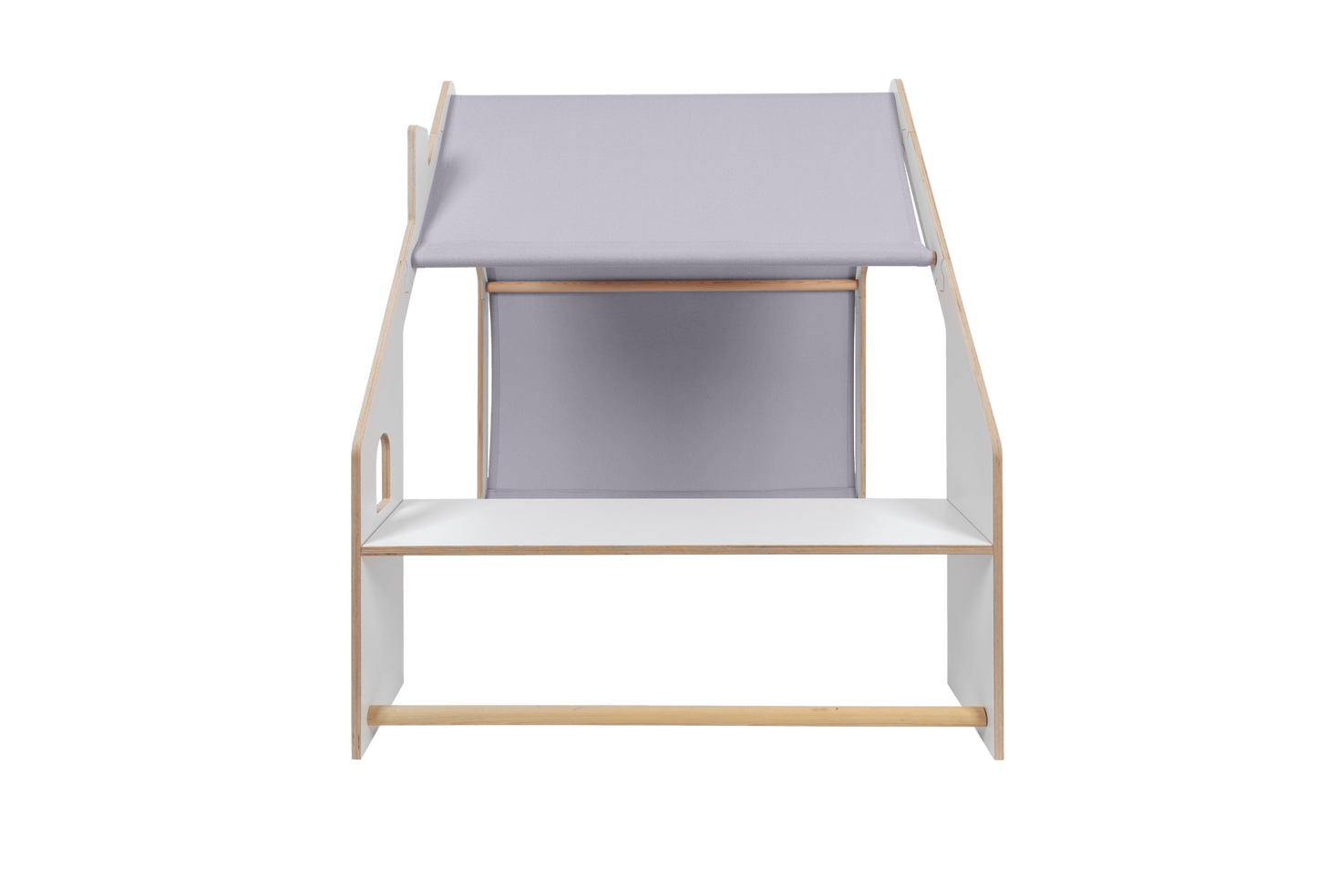 houten speelhuisje wit met blauw dak voor kinderkamer