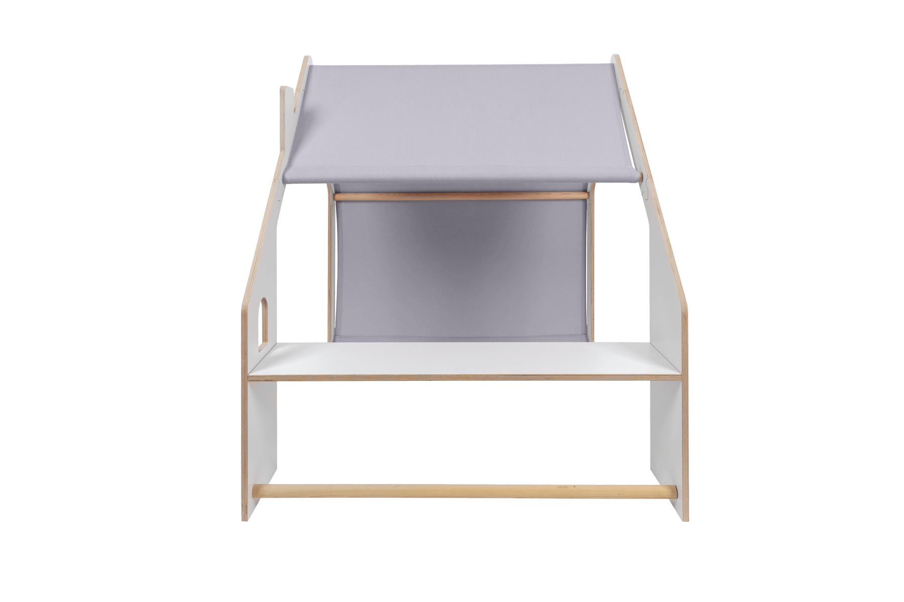 houten speelhuisje wit met blauw dak voor kinderkamer