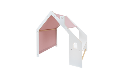 houten speelhuisje wit met roze dak voor kinderkamer