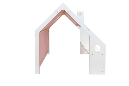 houten speelhuisje wit met roze dak voor kinderkamer