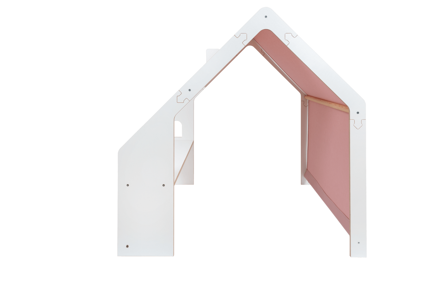 houten speelhuisje wit met roze dak voor kinderkamer