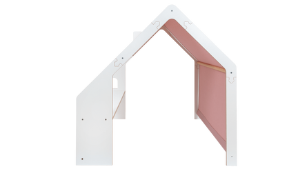 houten speelhuisje wit met roze dak voor kinderkamer