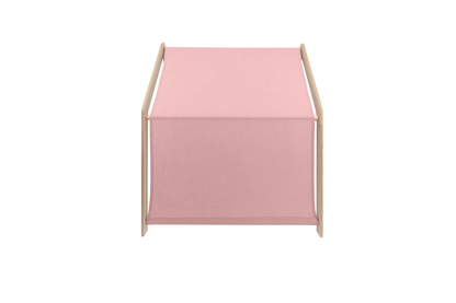 houten speelhuisje naturel met roze dak voor kinderkamer
