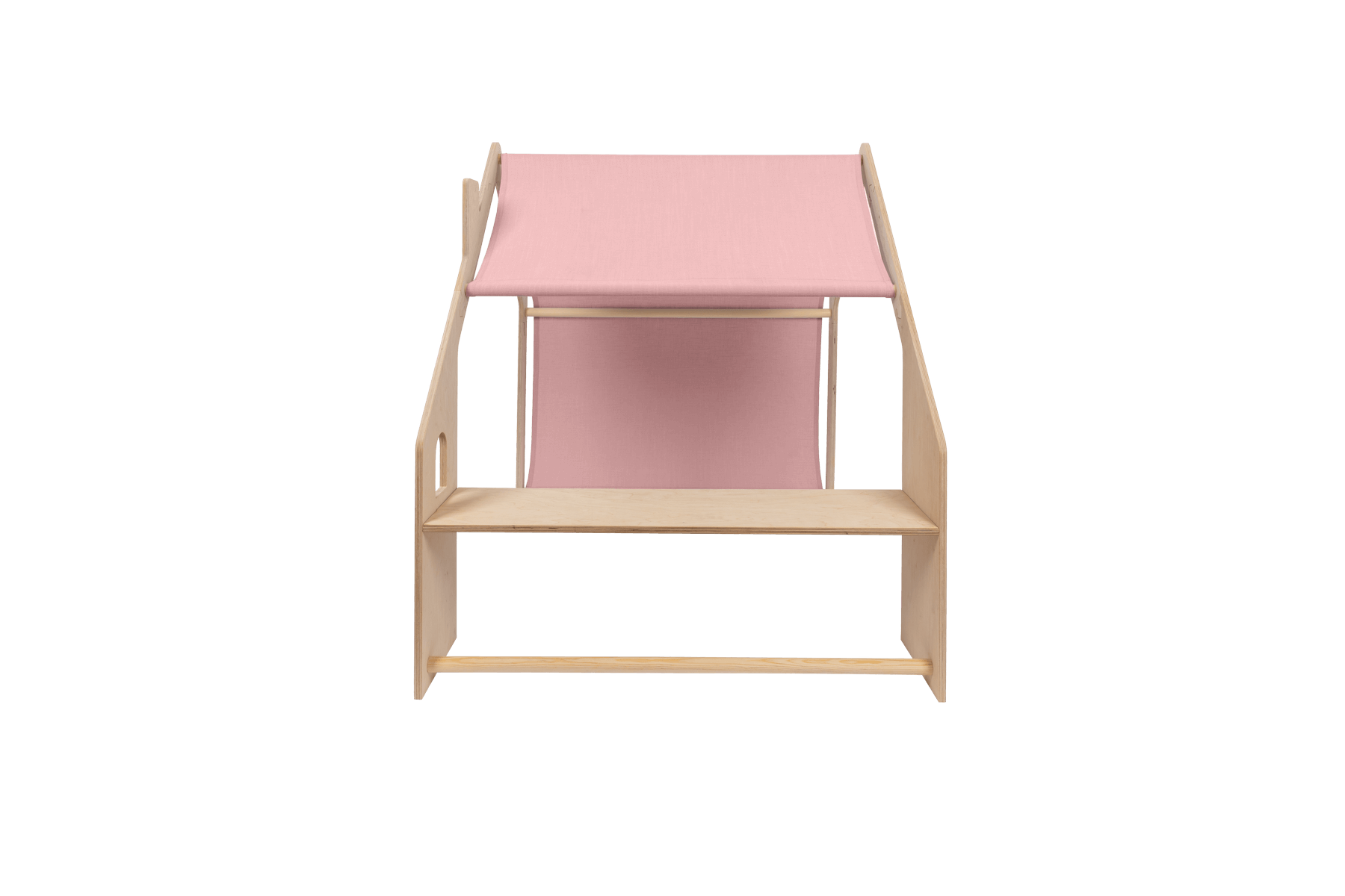 houten speelhuisje naturel met roze dak voor kinderkamer