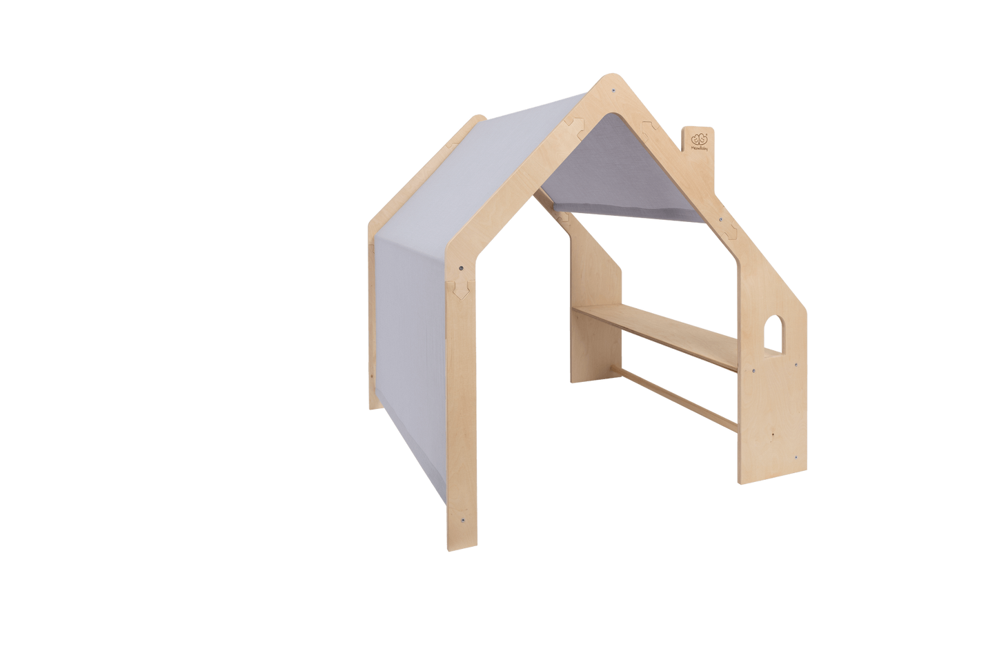 houten speelhuisje naturel met blauw dak voor kinderkamer
