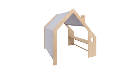houten speelhuisje naturel met blauw dak voor kinderkamer