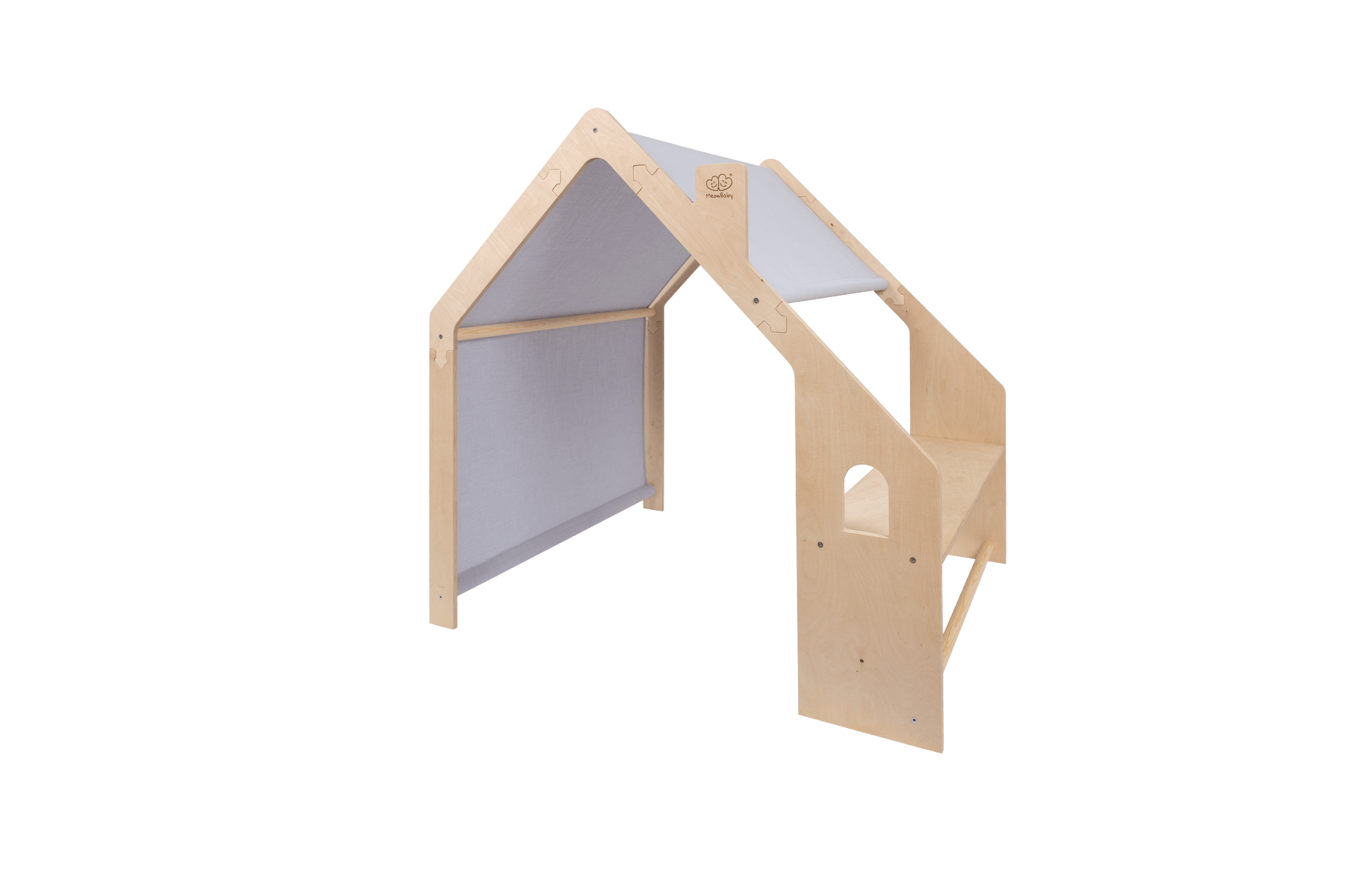 houten speelhuisje naturel met blauw dak voor kinderkamer