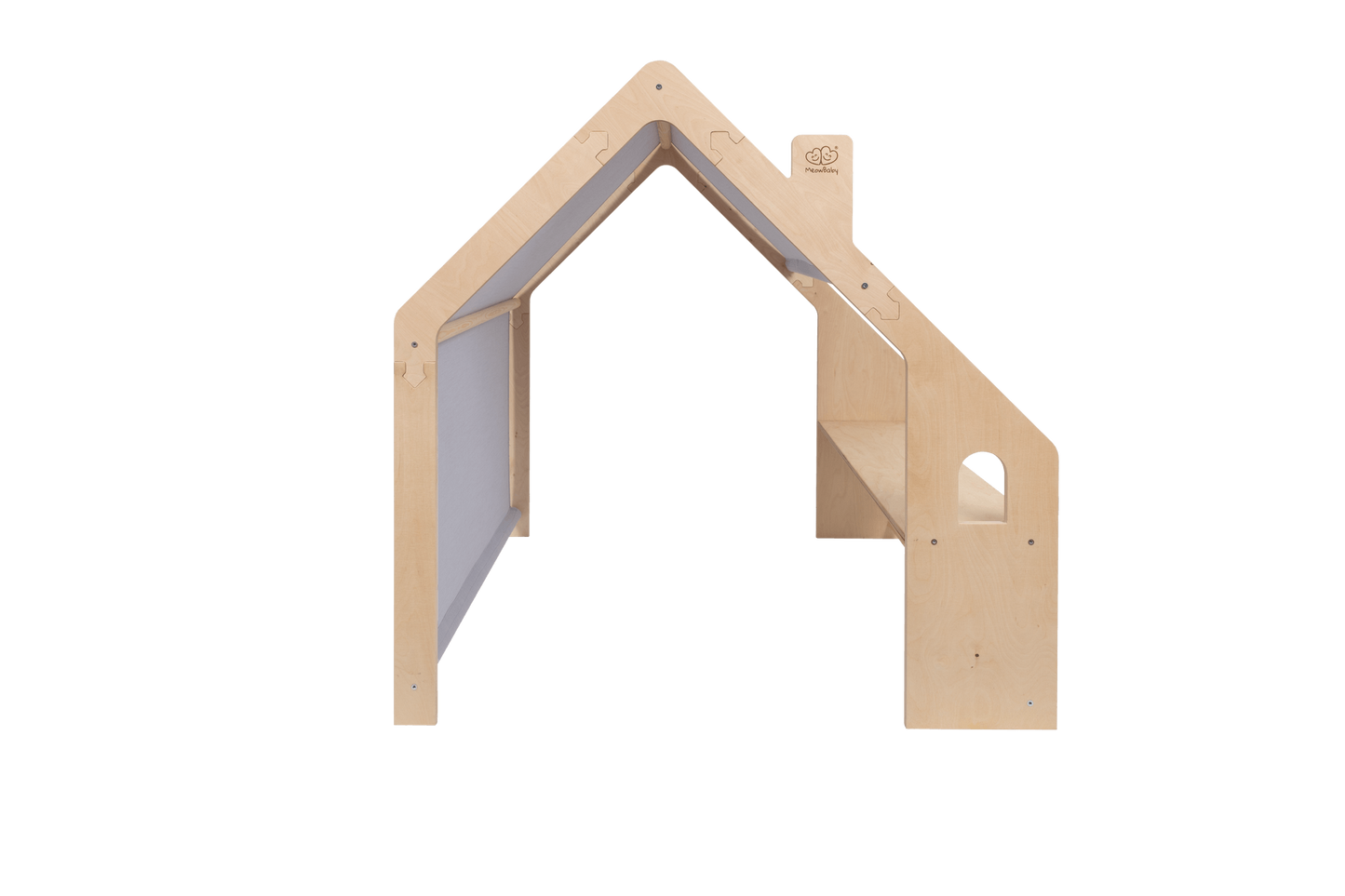 houten speelhuisje naturel met blauw dak voor kinderkamer