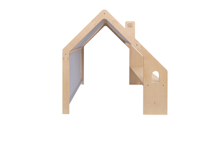 houten speelhuisje naturel met blauw dak voor kinderkamer