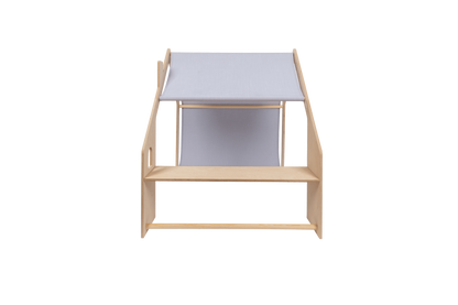 houten speelhuisje naturel met blauw dak voor kinderkamer