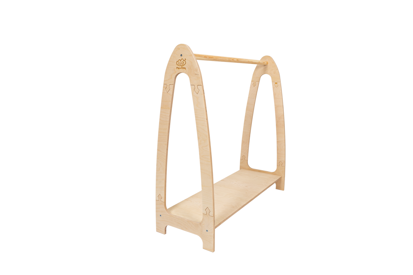 houten kinderkledingrek boog naturel klein op kindhoogte