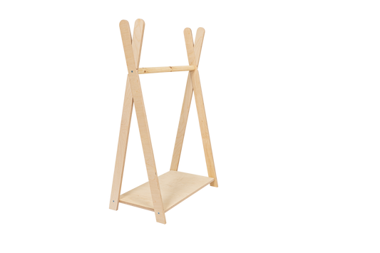 houten kinderkledingrek tipi naturel groot op kindhoogte