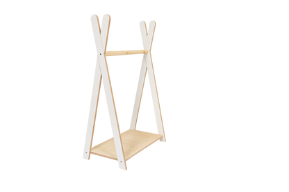 houten kinderkledingrek tipi wit groot op kindhoogte