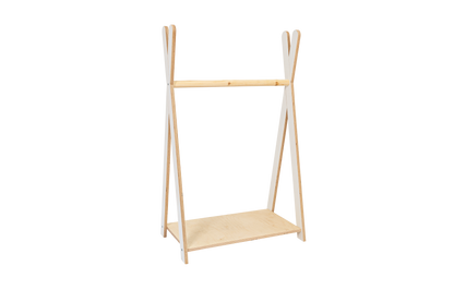 houten kinderkledingrek tipi naturel klein op kindhoogte