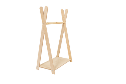 houten kinderkledingrek tipi naturel groot op kindhoogte