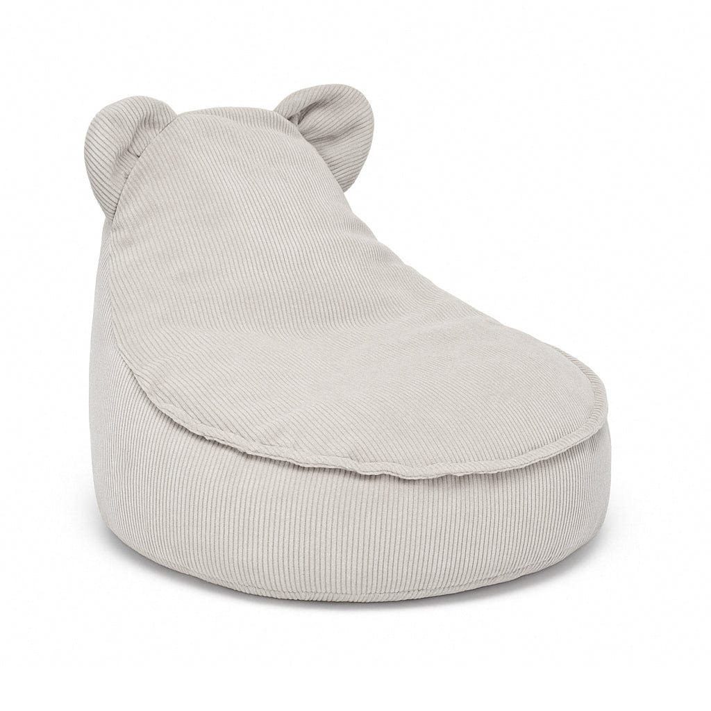 MeowBaby Slimcord fijne ribstof kinderzitzak met oortjes — Grey