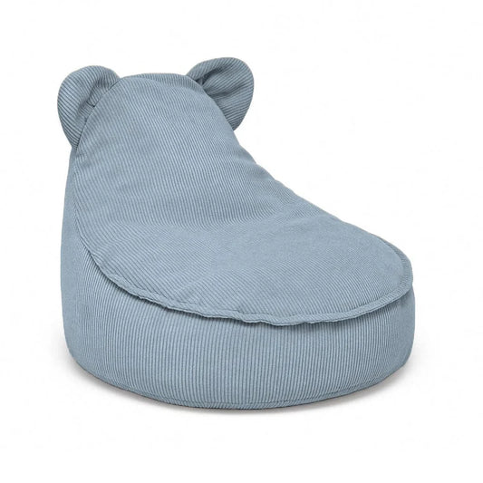 MeowBaby Slimcord fijne ribstof kinderzitzak met oortjes — Turquoise