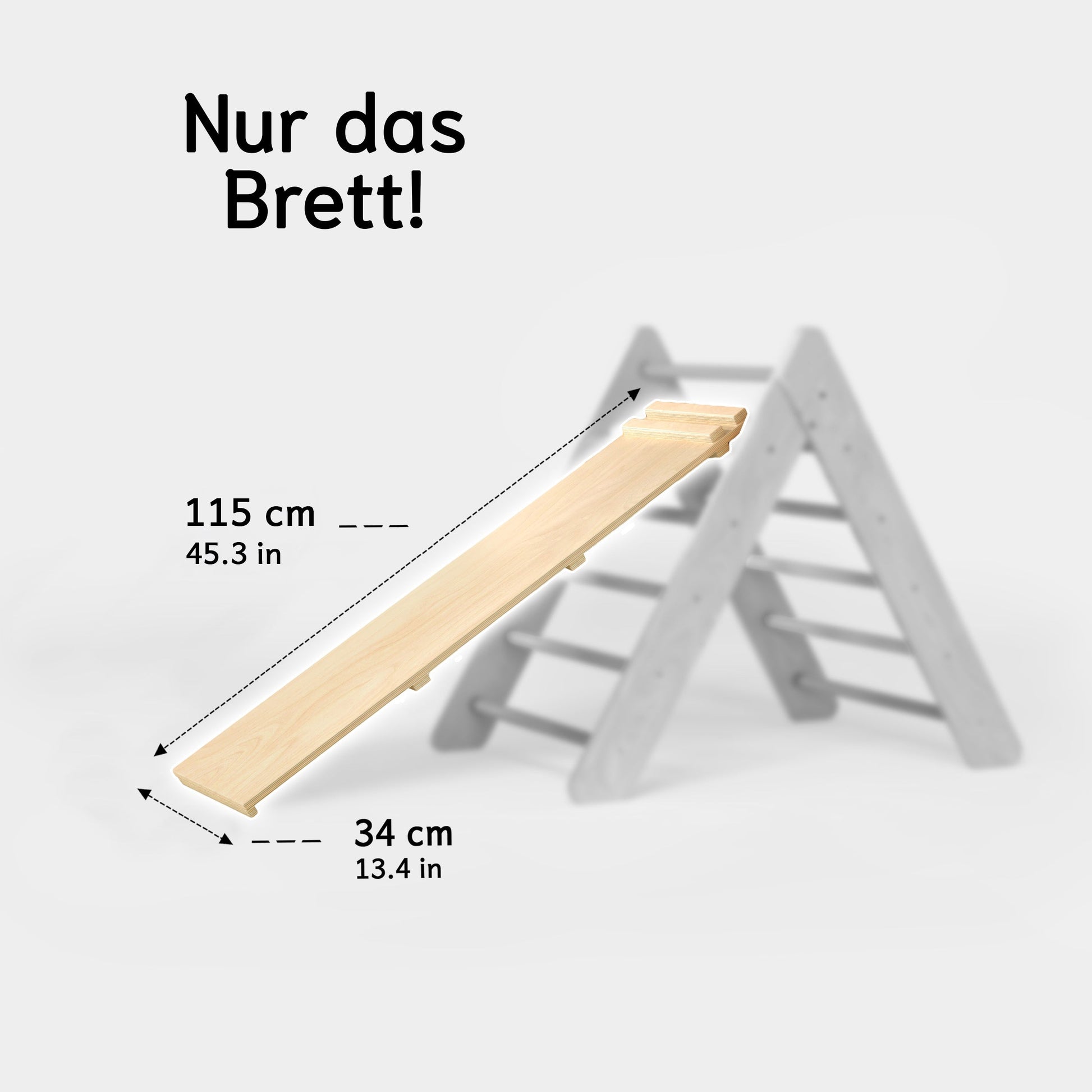houten glij- en klimplank voor een Pikler klimdriehoek