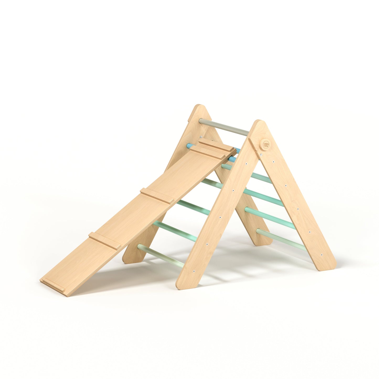 BusyKids Pikler klimdriehoek met plank – regenboog