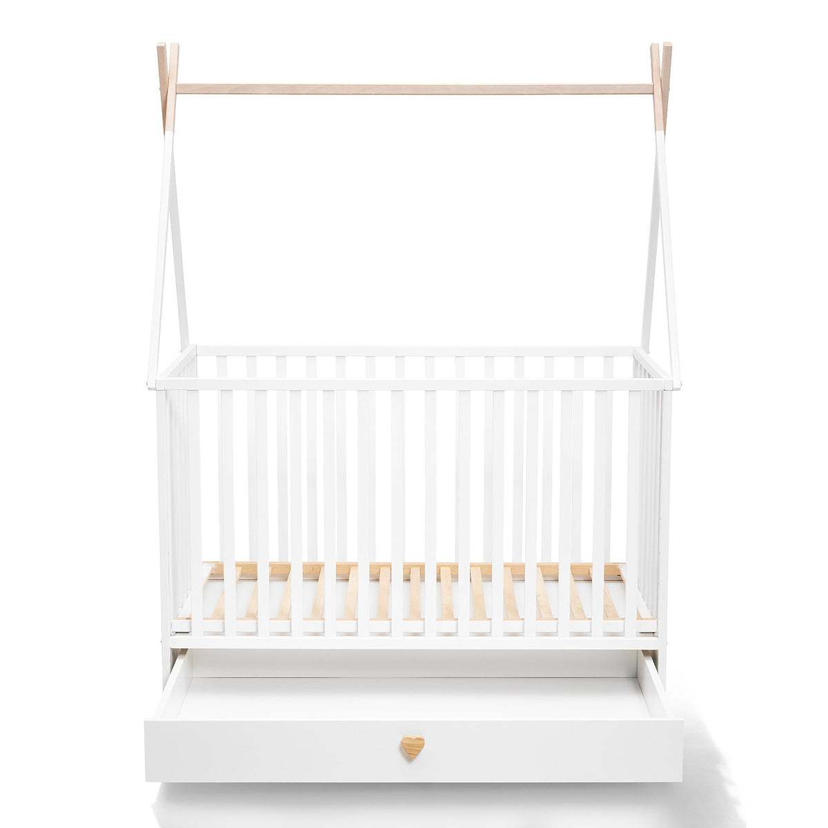 ATB DREAMY lit bébé 120 × 60 cm avec tiroir et roulettes – blanc – vue supplémentaire 3