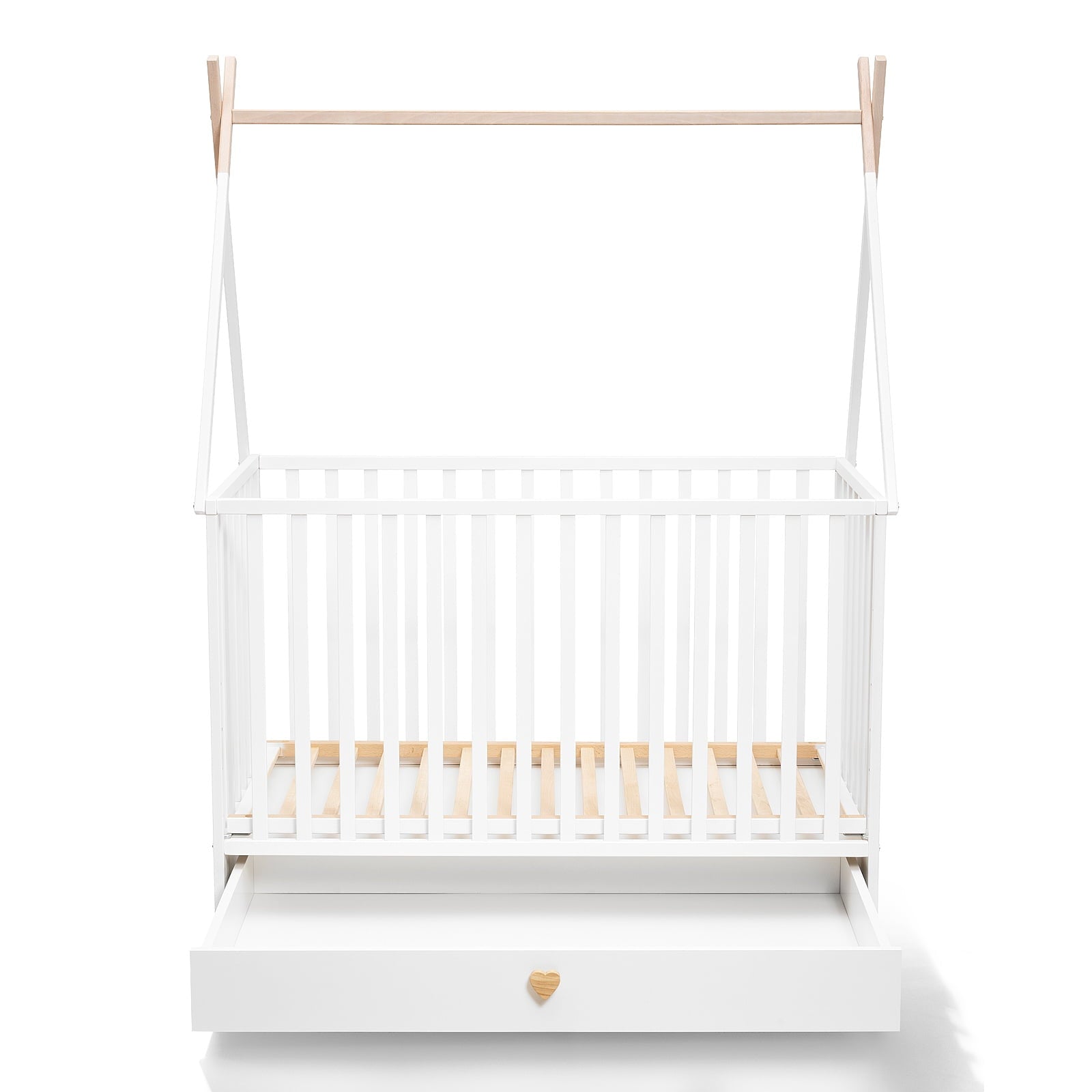 ATB DREAMY lit bébé 120 × 60 cm avec tiroir et roulettes – blanc – vue supplémentaire 3
