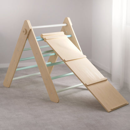 BusyKids Pikler klimdriehoek met plank – regenboog