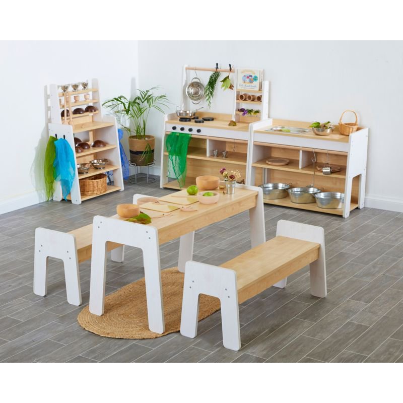 Cosy tafel en banken set voor kinderen - houten speelmeubilair