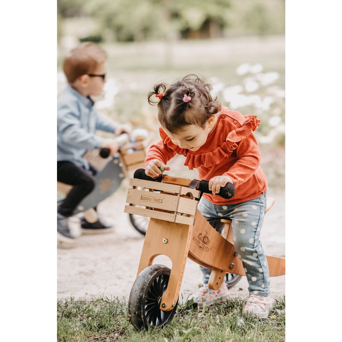 Kinderfeets 2-in-1 houten loopfiets & driewieler Tiny Tot Plus - bamboe