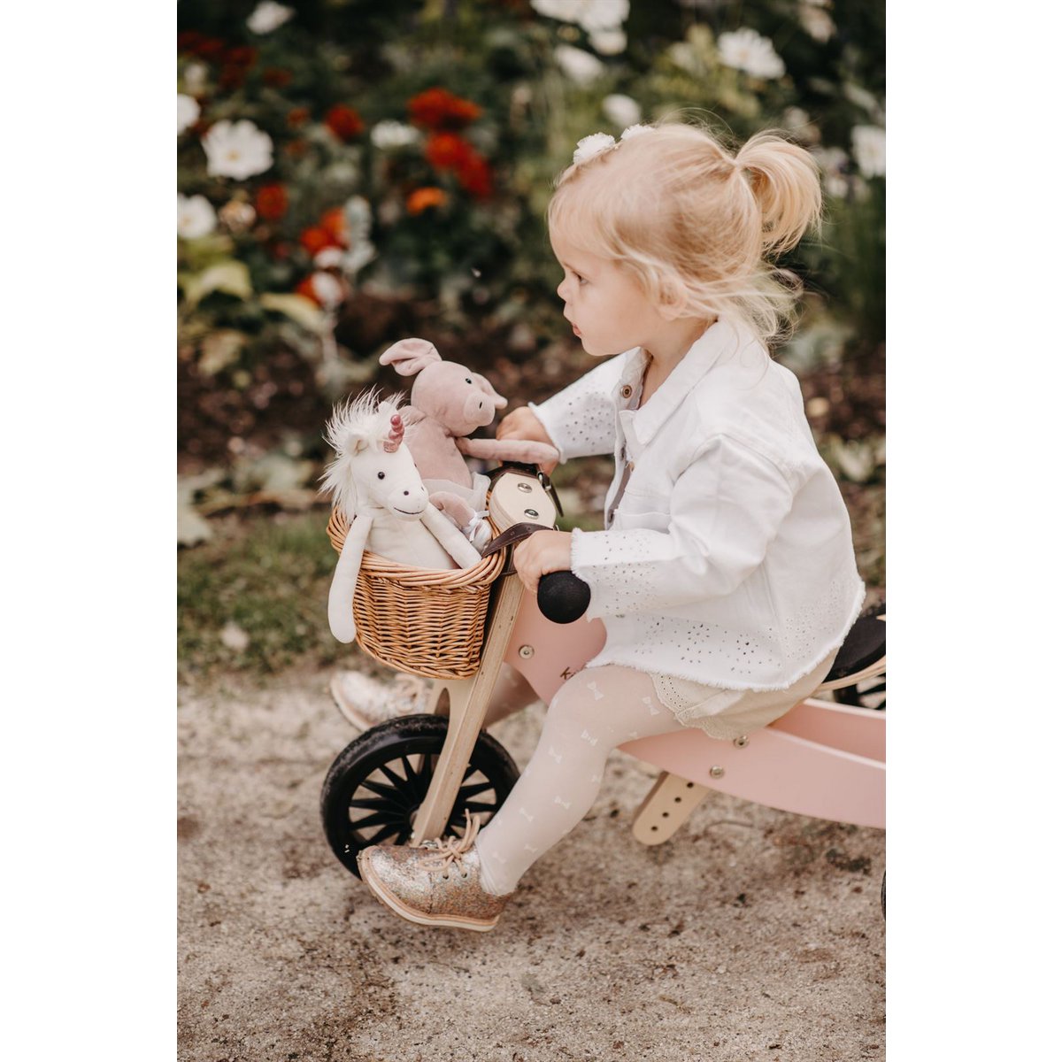 Kinderfeets 2-in-1 houten loopfiets & driewieler Tiny Tot Plus - Rose