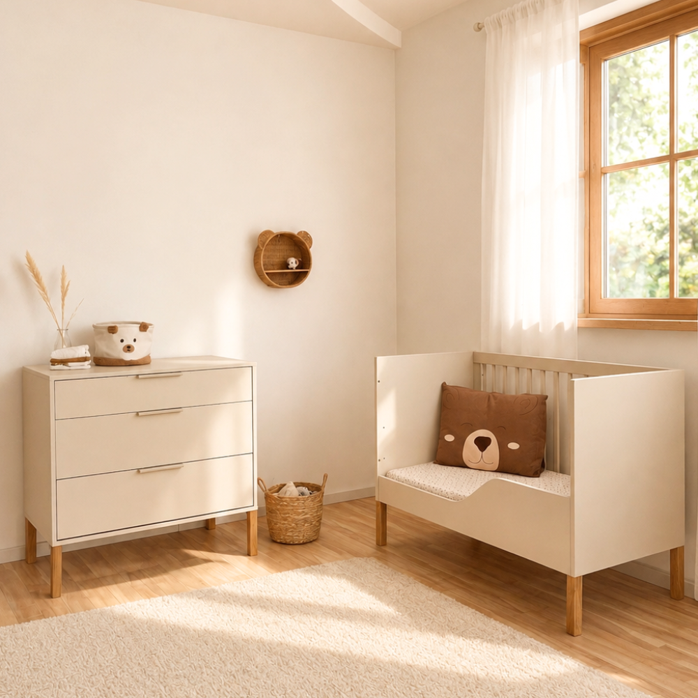 ATB ILA 120 × 60 cm ledikant with safety rail – cashmere – extra productafbeelding